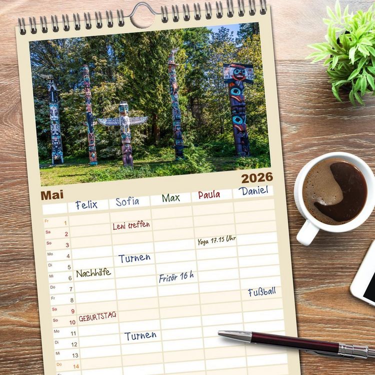 Produktbild: Familienplaner 2026 - VANCOUVER K&uuml;stencharme und Urbanit&auml;t mit 5 Spalten (Wandkalender, 21 x 45 cm) CALVENDO