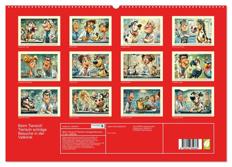 Produktbild: Beim Tierarzt! Tierisch schr&auml;ge Besuche in der Vetklinik (hochwertiger Premium Wandkalender 2026 DIN A2 quer), Kunstdruck in Hochglanz