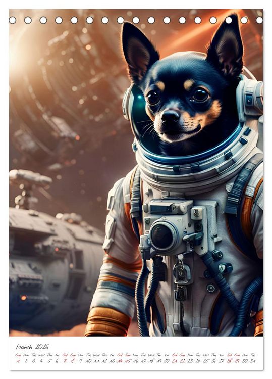 Produktbild: Chihuahua Adventure in Space (Desk Calendar 2026 DIN A5 portrait), CALVENDO 12 Month DeskCalendar