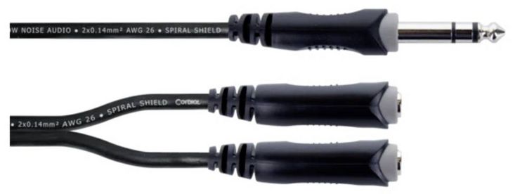 Produktbild: Cordial 14882 Klinke Audio Y-Adapter [1x Klinkenstecker 6.3mm (stereo) - 2x Klinkenbuchse 6.3mm (stereo)] 0.30m Schwarz