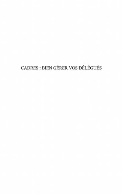 Produktbild: Cadres: bien gerer vos delegues