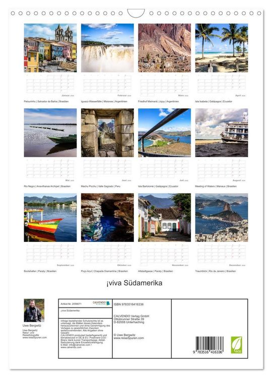 Produktbild: &iexcl;viva S&uuml;damerika (Wandkalender 2026 DIN A3 hoch), CALVENDO Monatskalender