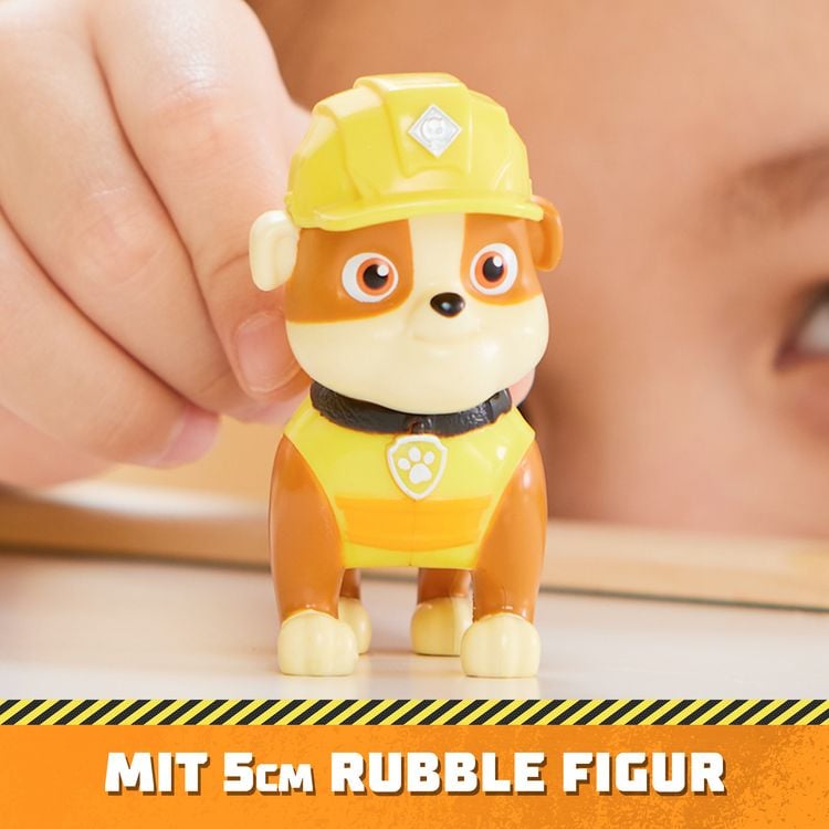 Produktbild: Rubble und Crew - Planierraupen-Baufahrzeug mit Rubble-Figur, bewegliche Schaufel & Bagger, Spielzeug aus der TV-Serie, ab 3 Jahren