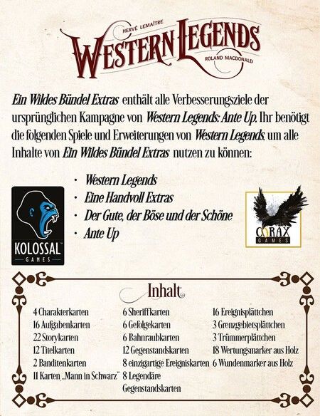 Produktbild: Western Legends (2. Edition) | Ein wildes B&uuml;ndel Extras - Erweiterung
