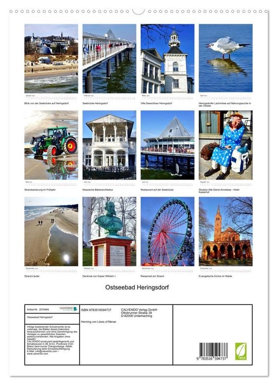 Produktbild: Ostseebad Heringsdorf (hochwertiger Premium Wandkalender 2026 DIN A2 hoch), Kunstdruck in Hochglanz