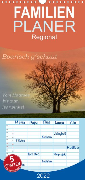 Produktbild: Familienplaner Boarisch g'schaut - Vom Haarsee bis zum Isarwinkel (Wandkalender 2022 , 21 cm x 45 cm, hoch)
