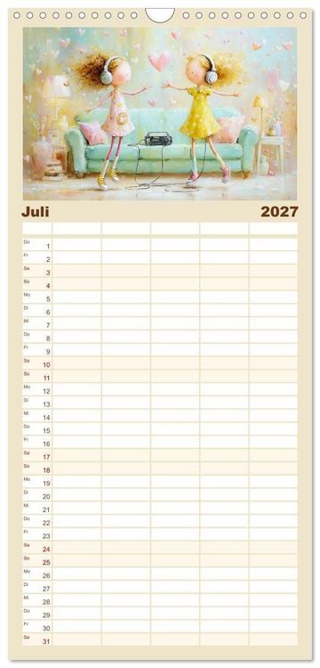 Produktbild: Familienplaner 2027 - Herzensmomente. Beste Freundinnen in Liebe verbunden mit 5 Spalten (Wandkalender, 21 x 45 cm) CALVENDO