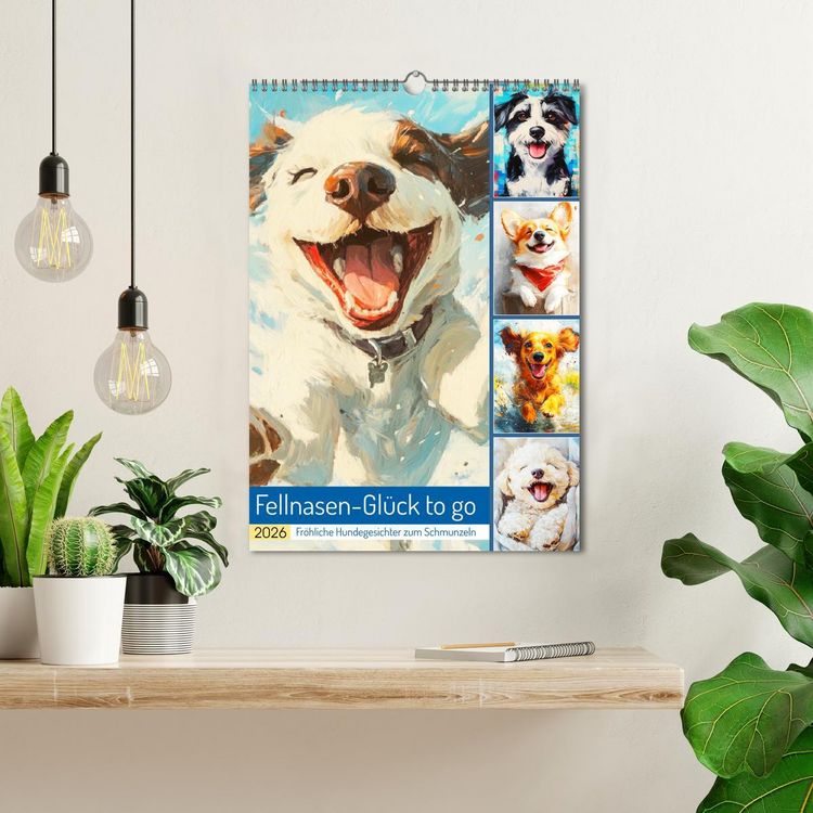 Produktbild: Fellnasen-Gl&uuml;ck to go. Fr&ouml;hliche Hundegesichter zum Schmunzeln (Wandkalender 2026 DIN A3 hoch), CALVENDO Monatskalender