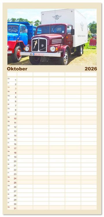 Produktbild: Familienplaner 2026 - LKW - Oldtimer mit 5 Spalten (Wandkalender, 21 x 45 cm) CALVENDO