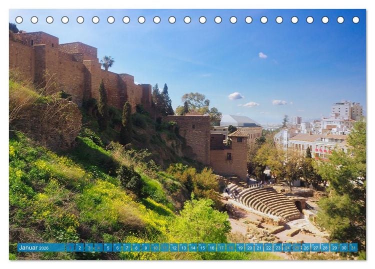 Produktbild: Malaga Highlights der Stadt an der Costa del Sol (Tischkalender 2026 DIN A5 quer), CALVENDO Monatskalender