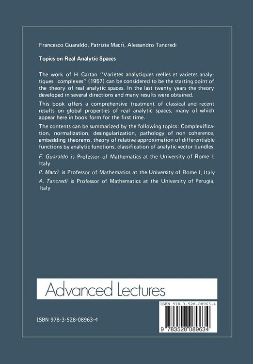 Produktbild: Topics on Real Analytic Spaces