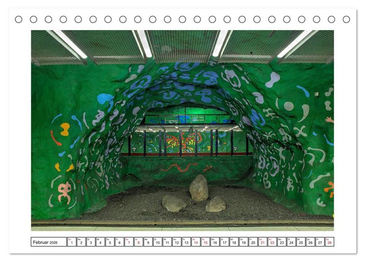 Produktbild: Stockholms Metrostationen - Bunte Meisterwerke im Untergrund (Tischkalender 2026 DIN A5 quer), CALVENDO Monatskalender