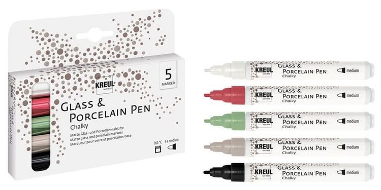 Produktbild: KREUL Glass & Porcelain Pen Chalky medium 5er Set