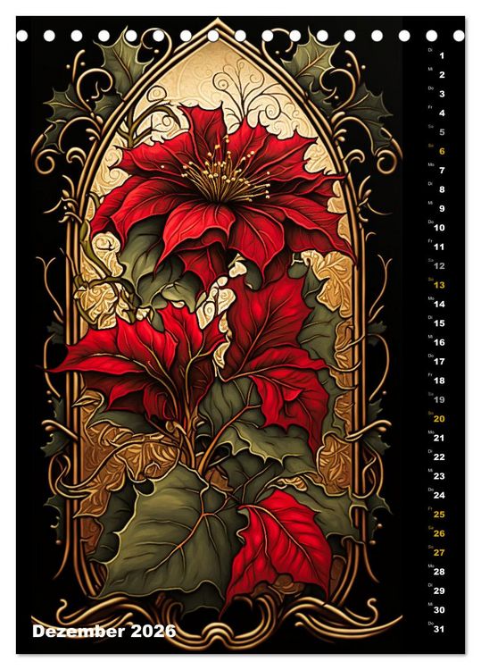 Produktbild: Jugendstil Blumen (Tischkalender 2026 DIN A5 hoch), CALVENDO Monatskalender