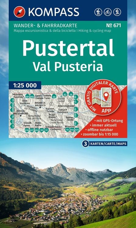 Produktbild: KOMPASS Wanderkarten-Set 671 Pustertal / Val Pusteria (3 Karten) 1:25.000