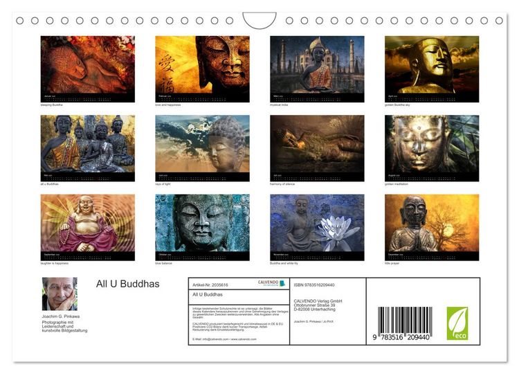 Produktbild: All U Buddhas (Wandkalender 2026 DIN A4 quer), CALVENDO Monatskalender