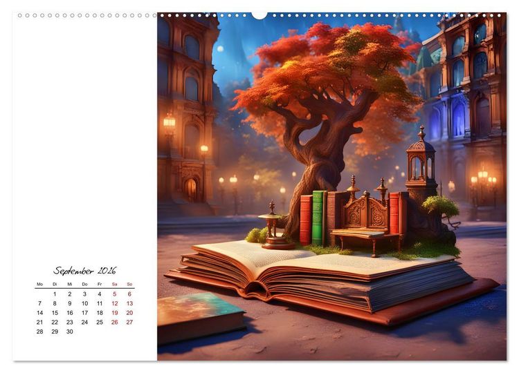 Produktbild: Fantastische surreale B&uuml;cherwelten (hochwertiger Premium Wandkalender 2026 DIN A2 quer), Kunstdruck in Hochglanz