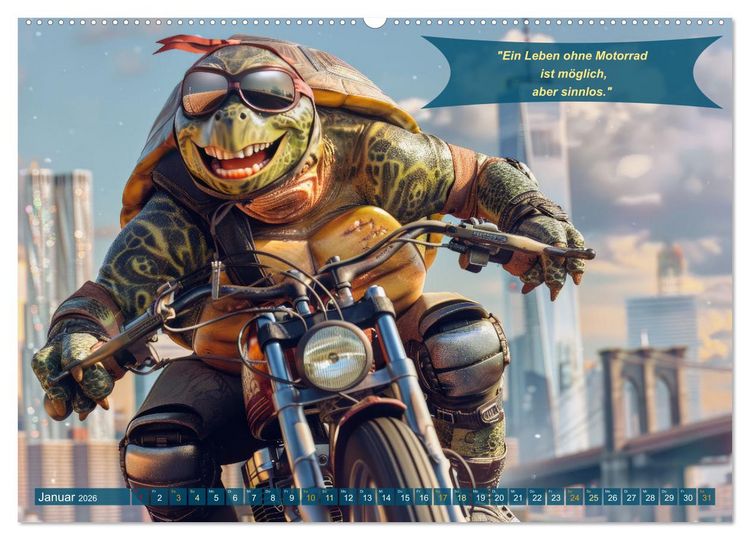 Produktbild: Tierisch lustige Motorradfahrer (Wandkalender 2026 DIN A2 quer), CALVENDO Monatskalender