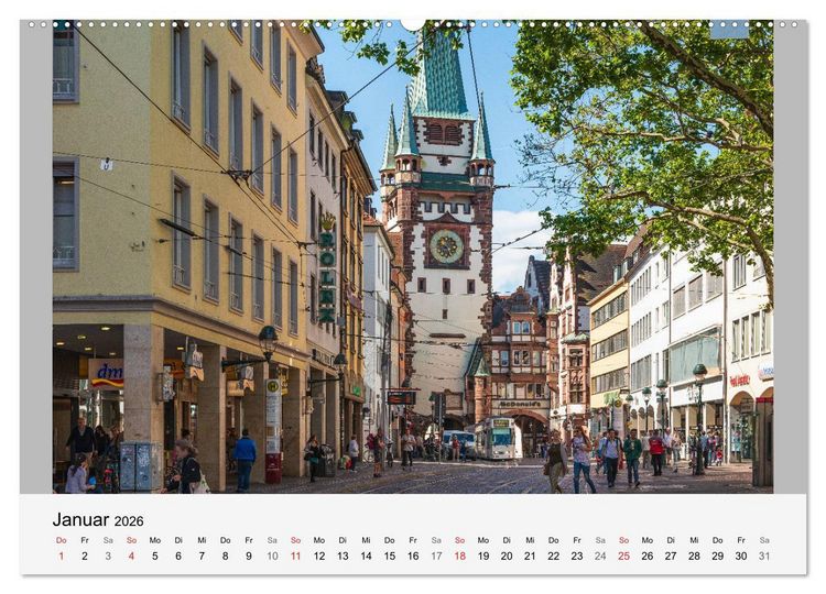Produktbild: Freiburg im Breisgau. Malerische Stadt am Rande des Schwarzwaldes (hochwertiger Premium Wandkalender 2026 DIN A2 quer), Kunstdruck in Hochglanz