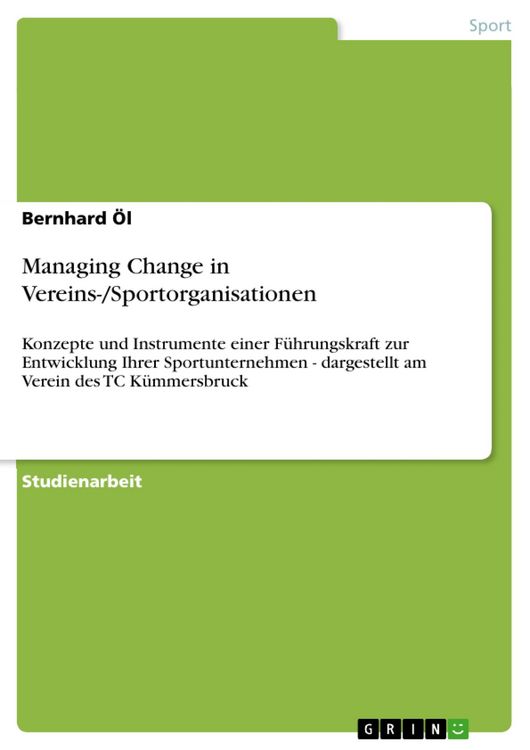 Produktbild: Managing Change in Vereins-/Sportorganisationen
