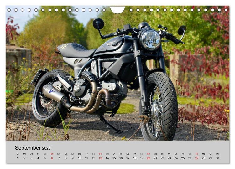 Produktbild: Scrambler Motorr&auml;der mit Stil (Wandkalender 2026 DIN A4 quer), CALVENDO Monatskalender