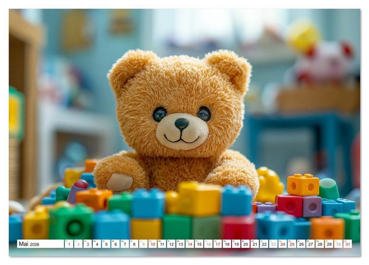 Produktbild: Teddy Babykalender - Jeden Monat zum Knuddeln s&uuml;&szlig; (Wandkalender 2026 DIN A4 quer), CALVENDO Monatskalender