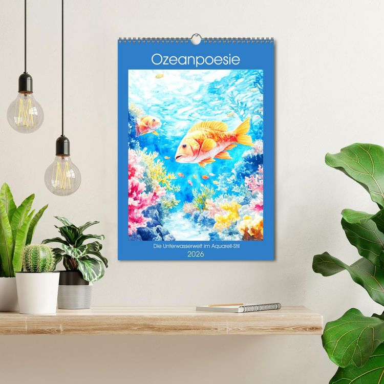 Produktbild: Ozeanpoesie. Die Unterwasserwelt im Aquarell-Stil (Wandkalender 2026 DIN A3 hoch), CALVENDO Monatskalender