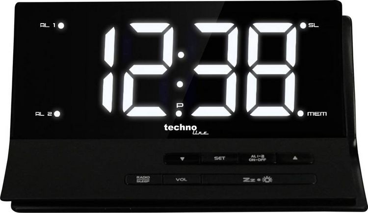 Produktbild: Techno Line WT 482 Funk Wecker Schwarz Alarmzeiten 2 2 Timerzeiten