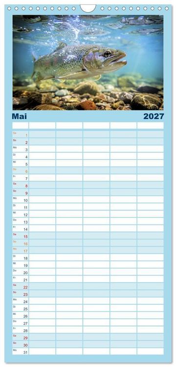 Produktbild: Familienplaner 2027 - Forellen im Fluss mit 5 Spalten (Wandkalender, 21 x 45 cm) CALVENDO