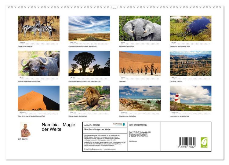 Produktbild: Namibia - Magie der Weite (hochwertiger Premium Wandkalender 2026 DIN A2 quer), Kunstdruck in Hochglanz