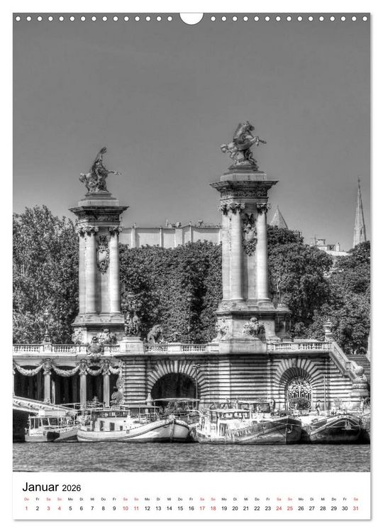 Produktbild: Paris schwarz wei&szlig; 2026 (Wandkalender 2026 DIN A3 hoch), CALVENDO Monatskalender