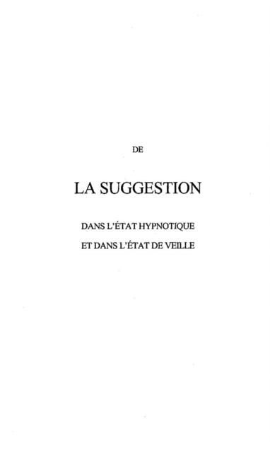 Produktbild: De la suggestion dans l'etat hypnotique
