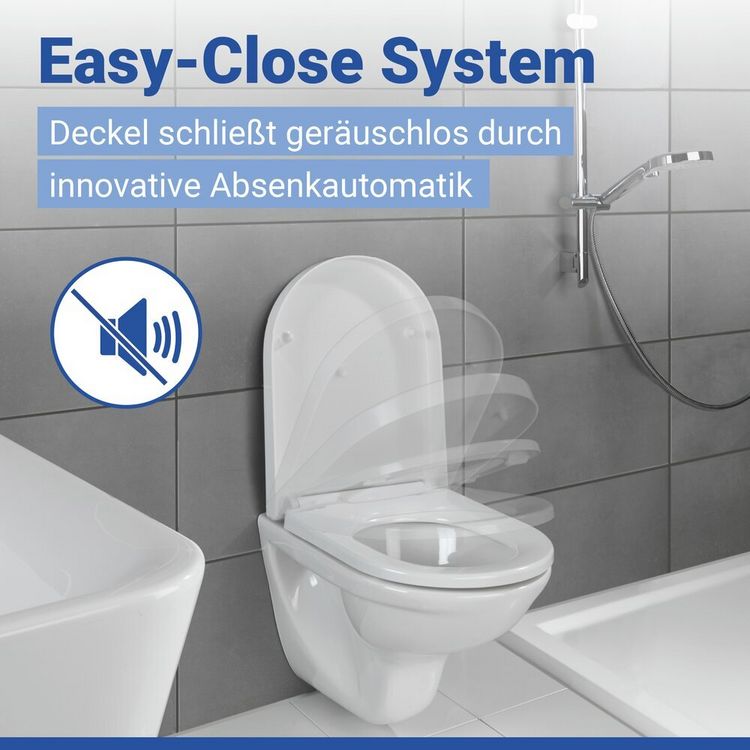 Produktbild: WC Sitz Mod. Palma Wei&szlig;, Toilettendeckel mit Absenkautomatik in D-Form