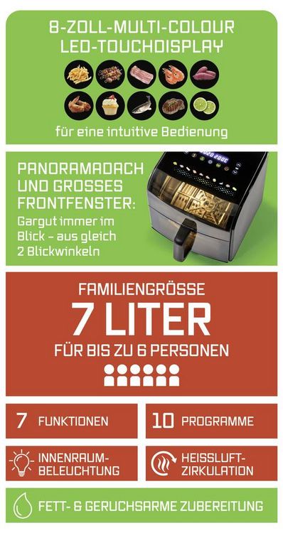 Produktbild: GourmetMaxx Hei&szlig;luft-Fritteuse 7l 1700W