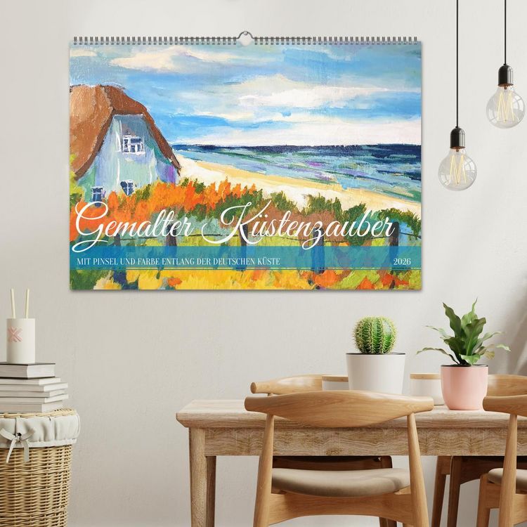 Produktbild: Gemalter K&uuml;stenzauber - Mit Pinsel und Farbe entlang der deutschen K&uuml;ste (Wandkalender 2026 DIN A2 quer), CALVENDO Monatskalender
