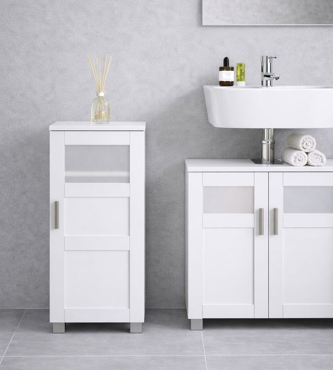 Produktbild: Holz Badschrank Midischrank Nilari 70 x 38 x 28 cm