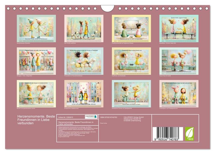 Produktbild: Herzensmomente. Beste Freundinnen in Liebe verbunden (Wandkalender 2026 DIN A4 quer), CALVENDO Monatskalender