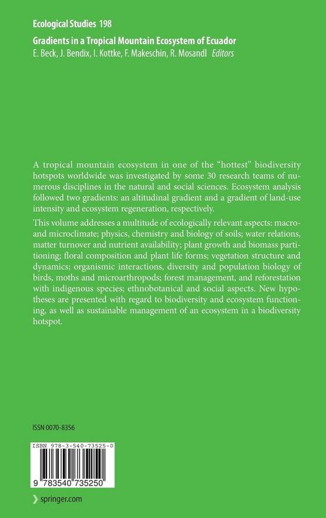 Produktbild: Gradients in a Tropical Mountain Ecosystem of Ecuador
