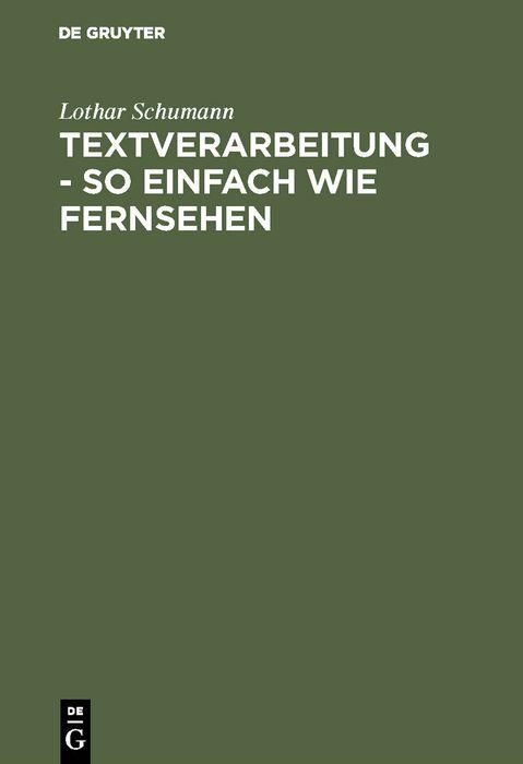 Produktbild: Textverarbeitung - so einfach wie Fernsehen