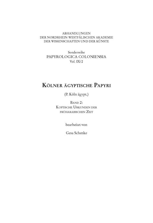 Produktbild: K&ouml;lner &auml;gyptische Papyri (P.K&ouml;ln &auml;gypt.)