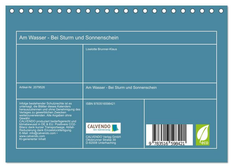 Produktbild: Am Wasser - Bei Sturm und Sonnenschein (Tischkalender 2026 DIN A5 quer), CALVENDO Monatskalender