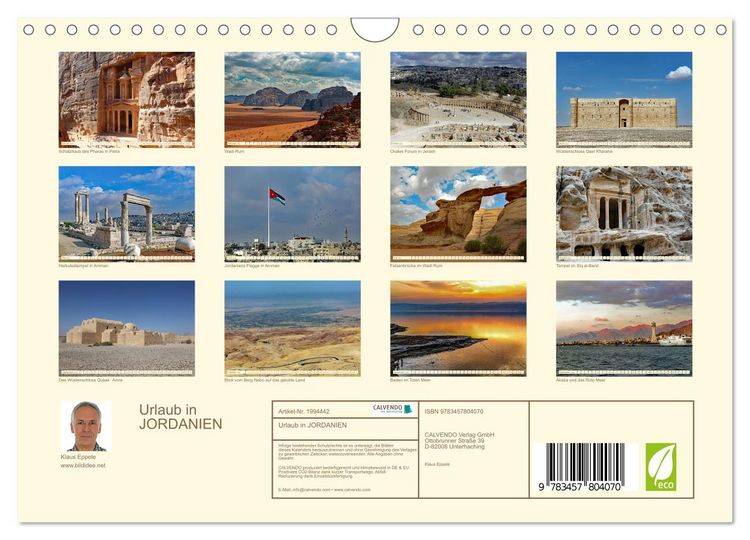 Produktbild: Urlaub in JORDANIEN (Wandkalender 2026 DIN A4 quer), CALVENDO Monatskalender