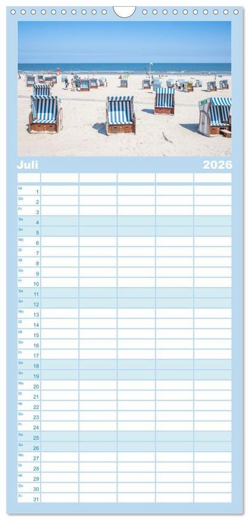 Produktbild: Familienplaner 2026 - Sommer auf Norderney mit 5 Spalten (Wandkalender, 21 x 45 cm) CALVENDO