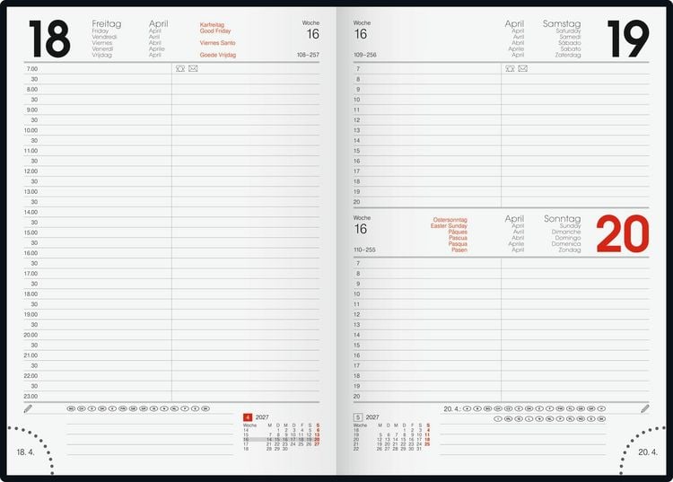 Produktbild: BRUNNEN 1079561037 Buchkalender Mod. 795 2027 A5, Kunststoff, blau