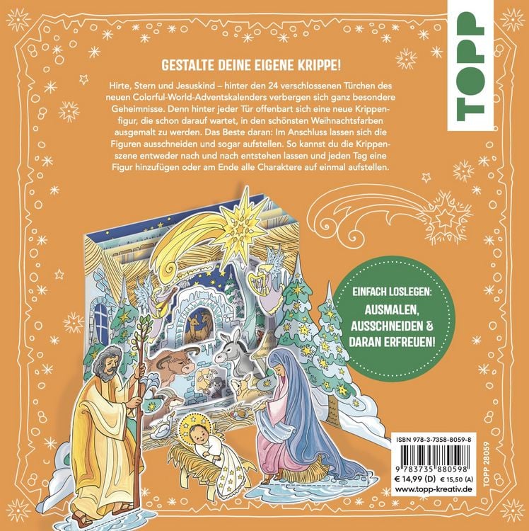 Produktbild: Colorful Christmas - Die Ausmal-Weihnachtskrippe (Adventskalender)