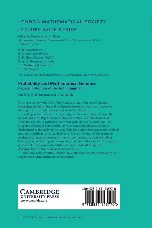 Produktbild: Probability and Mathematical Genetics