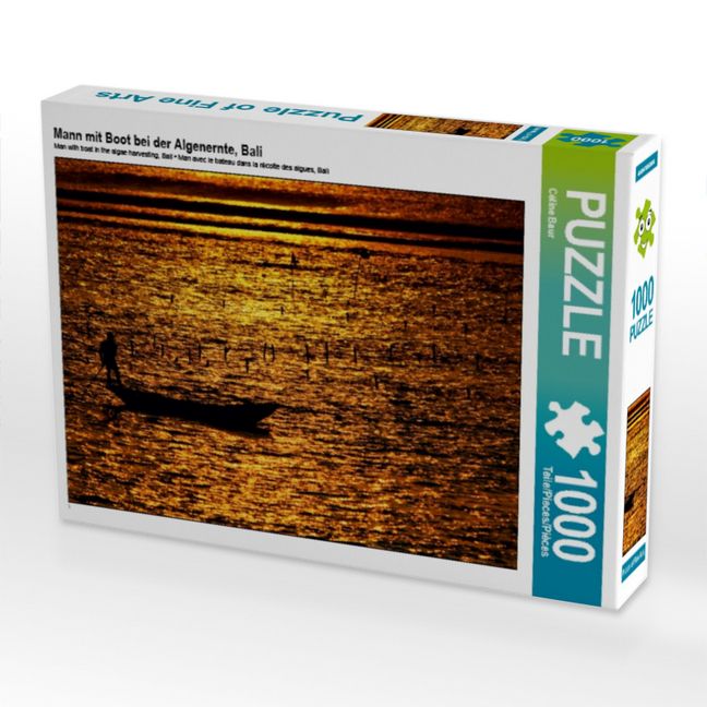 Produktbild: CALVENDO Puzzle Mann mit Boot bei der Algenernte, Bali 1000 Teile Puzzle quer | 1000 Teile Lege-Gr&ouml;&szlig;e 64 &times; 48 cm Foto-Puzzle f&uuml;r gl&uuml;ckliche Stunden