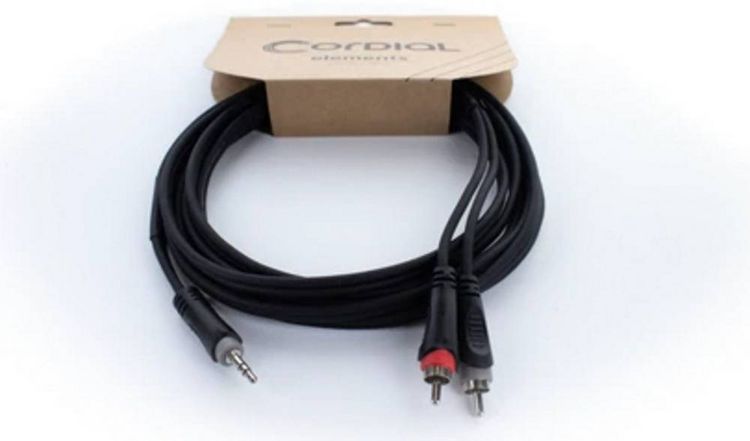 Produktbild: Cordial 14856 Klinke / Cinch Audio Y-Adapter [1x Klinkenstecker 3.5 mm - 2x Cinch-Stecker] 3 m Schwarz PVC-Mantel, Zwillingsleitung