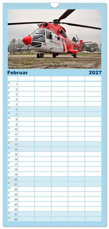 Produktbild: Familienplaner 2027 - Die beeindruckende Welt der Hubschrauber mit 5 Spalten (Wandkalender, 21 x 45 cm) CALVENDO