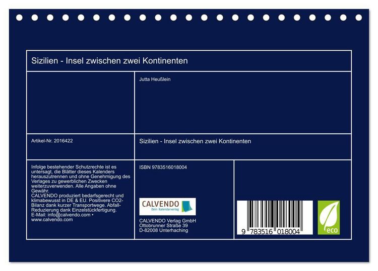 Produktbild: Sizilien - Insel zwischen zwei Kontinenten (Tischkalender 2026 DIN A5 quer), CALVENDO Monatskalender